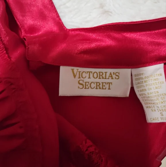 Victorias Secret Maxi Silky Slip Dress/Negligee/Lingerie Red Size Small